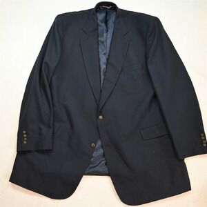 George Foreman 56L Navy Blue Hopsack Gold Button Mens Blazer Jacket Sport Coat